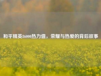 和平精英86000热力值，荣耀与热爱的背后故事