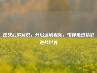 逆战武弟解说，开启速刷视频，带你走进精彩逆战世界