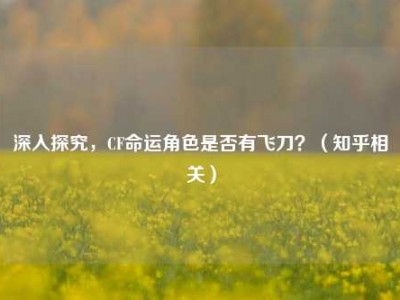 深入探究，CF命运角色是否有飞刀？（知乎相关）