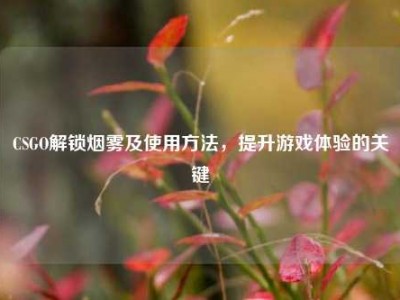 CSGO解锁烟雾及使用方法，提升游戏体验的关键