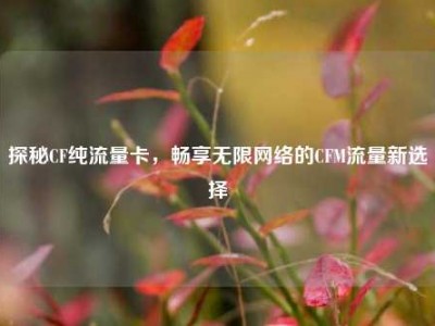 探秘CF纯流量卡，畅享无限网络的CFM流量新选择