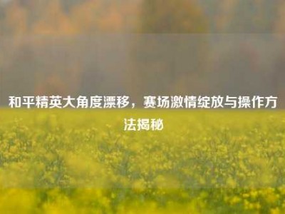 和平精英大角度漂移，赛场激情绽放与操作方法揭秘