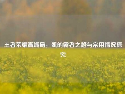王者荣耀高端局，凯的霸者之路与常用情况探究