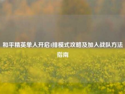 和平精英单人开启4排模式攻略及加入战队方法指南
