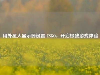 用外星人显示器设置 CSGO，开启极致游戏体验