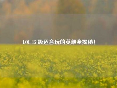 LOL 15 级适合玩的英雄全揭秘！