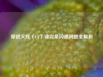 穿越火线（CF）读完条闪退问题全解析