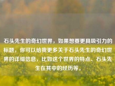 石头先生的奇幻世界，如果想要更具吸引力的标题，你可以给我更多关于石头先生的奇幻世界的详细信息，比如这个世界的特点、石头先生在其中的经历等。