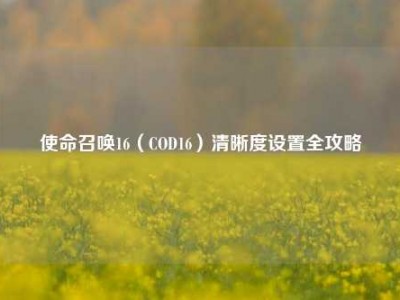 使命召唤16（COD16）清晰度设置全攻略