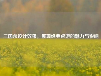 三国杀设计效果，展现经典桌游的魅力与影响