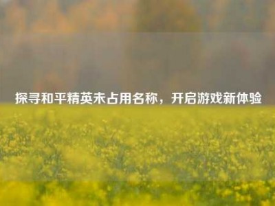 探寻和平精英未占用名称，开启游戏新体验