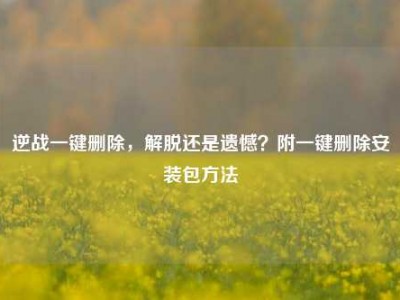 逆战一键删除，解脱还是遗憾？附一键删除安装包方法