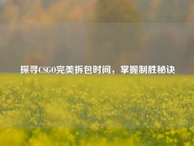 探寻CSGO完美拆包时间，掌握制胜秘诀