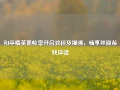 和平精英高帧率开启教程及视频，畅享丝滑游戏体验