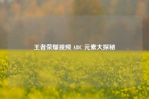 王者荣耀视频 ABC 元素大探秘