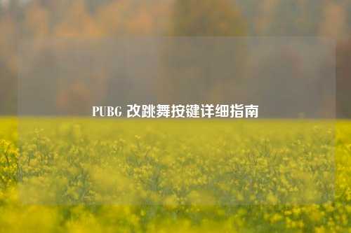 PUBG 改跳舞按键详细指南