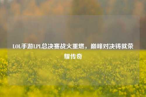LOL手游LPL总决赛战火重燃，巅峰对决铸就荣耀传奇