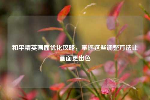 和平精英画面优化攻略，掌握这些调整方法让画面更出色