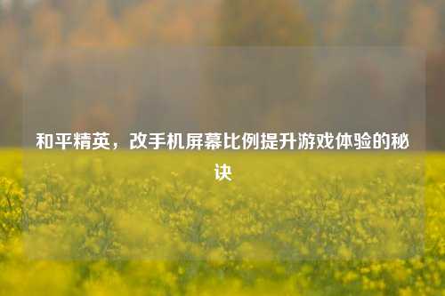 和平精英，改手机屏幕比例提升游戏体验的秘诀
