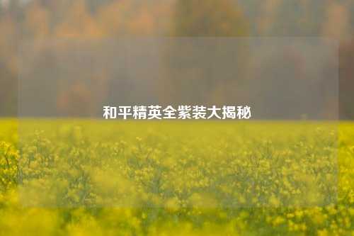和平精英全紫装大揭秘