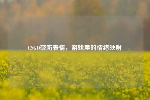 CSGO破防表情，游戏里的情绪映射