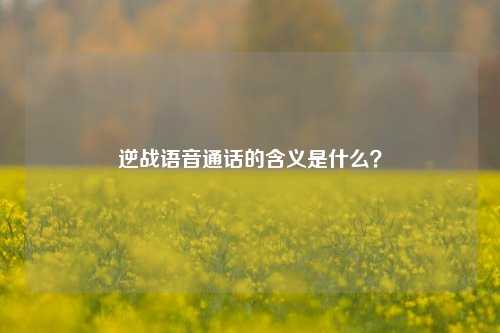 逆战语音通话的含义是什么?