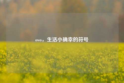 owo，生活小确幸的符号