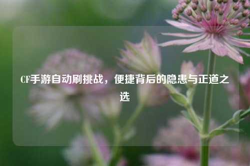 CF手游自动刷挑战，便捷背后的隐患与正道之选