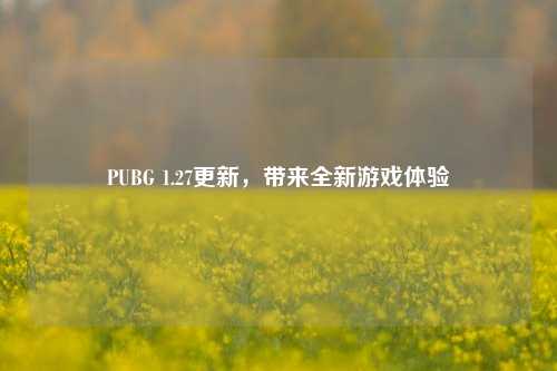 PUBG 1.27更新，带来全新游戏体验