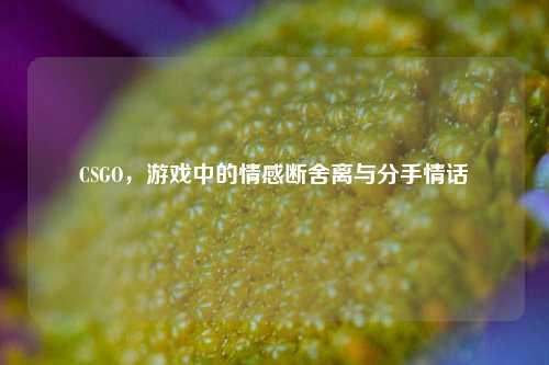 CSGO，游戏中的情感断舍离与分手情话