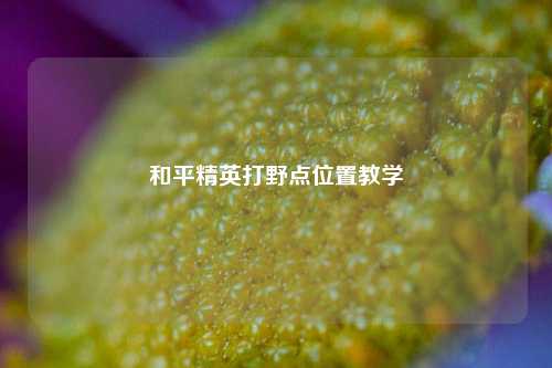 和平精英打野点位置教学