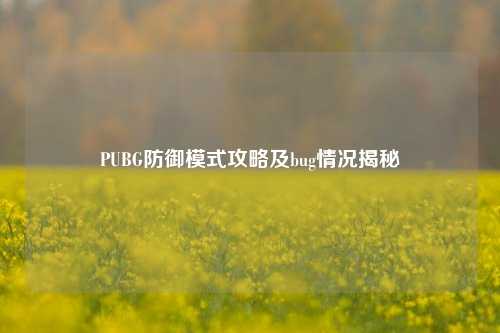 PUBG防御模式攻略及bug情况揭秘